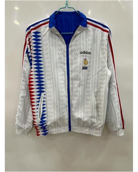 Trench-coat brodé double face bleu français 1994