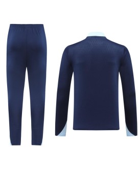 Ensemble d'entraînement de survêtement zippé France (haut + pantalon) bleu marine 2024