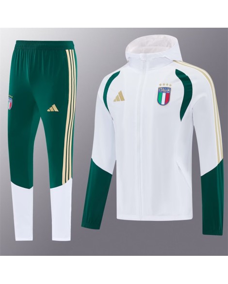 Veste d'entraînement italienne à capuche 2025 - Blanche