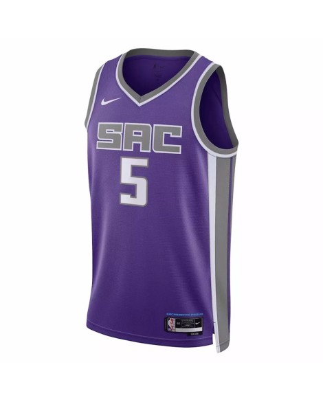 Maillot Swingman Sacramento Kings De'Aaron Fox #5 Violet 2022/23 pour hommes - Édition Icon