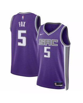 Maillot Swingman Sacramento Kings De'Aaron Fox #5 Violet 2022/23 pour hommes - Édition Icon