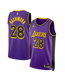 Maillot Swingman Los Angeles Lakers Rui Hachimura #28 Jordan Brand Violet 2022/23 pour hommes - Édition Statement