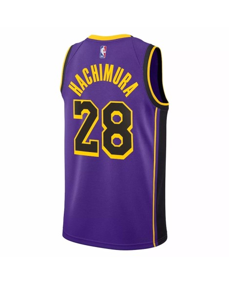 Maillot Swingman Los Angeles Lakers Rui Hachimura #28 Jordan Brand Violet 2022/23 pour hommes - Édition Statement