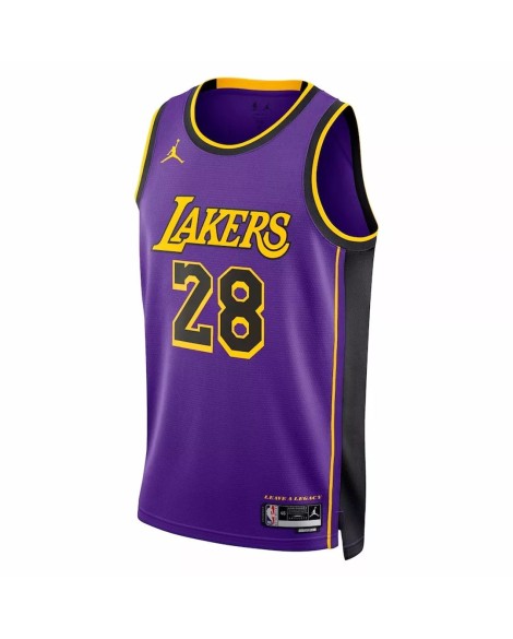 Maillot Swingman Los Angeles Lakers Rui Hachimura #28 Jordan Brand Violet 2022/23 pour hommes - Édition Statement
