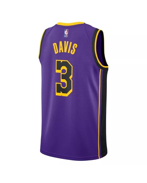 Maillot Swingman 2022/23 Jordan Brand Violet Anthony Davis #3 des Los Angeles Lakers pour hommes - Édition Statement