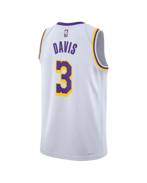 Maillot Swingman Los Angeles Lakers Anthony Davis #3 Nike Blanc 2022/23 pour Homme - Édition Association