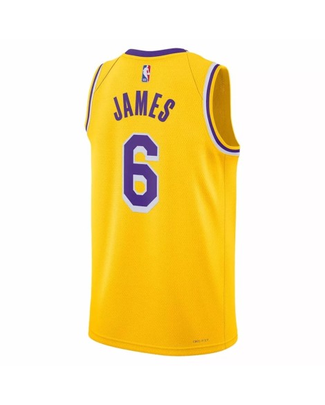 Maillot Swingman Los Angeles Lakers LeBron James #6 Nike Or 2022/23 pour homme - Édition Icon
