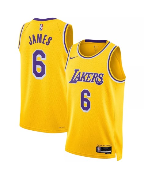 Maillot Swingman Los Angeles Lakers LeBron James #6 Nike Or 2022/23 pour homme - Édition Icon