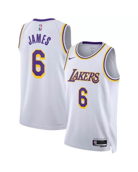 Maillot Swingman Los Angeles Lakers LeBron James #6 Nike blanc 2022/23 pour hommes - Édition Association