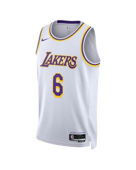 Maillot Swingman Los Angeles Lakers LeBron James #6 Nike blanc 2022/23 pour hommes - Édition Association