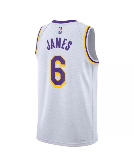 Maillot Swingman Los Angeles Lakers LeBron James #6 Nike blanc 2022/23 pour hommes - Édition Association