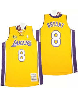 Maillot de bois dur jaune Kobe Bryant #8 Mitchell & Ness des Lakers de Los Angeles pour hommes, finale à domicile 1999-00