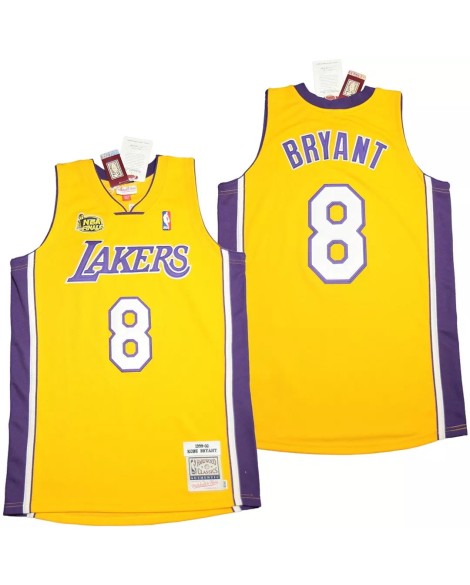 Maillot de bois dur jaune Kobe Bryant #8 Mitchell & Ness des Lakers de Los Angeles pour hommes, finale à domicile 1999-00