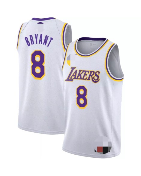 Maillot Swingman blanc Kobe Bryant #8 des Los Angeles Lakers pour hommes - Édition Association