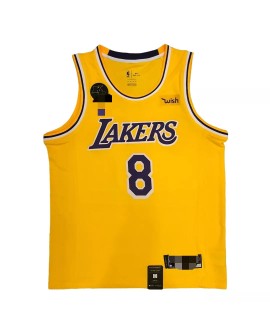Maillot Swingman jaune Kobe Bryant #8 des Lakers de Los Angeles pour hommes avec badge KB