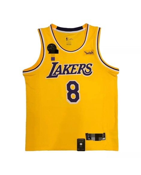 Maillot Swingman jaune Kobe Bryant #8 des Lakers de Los Angeles pour hommes avec badge KB