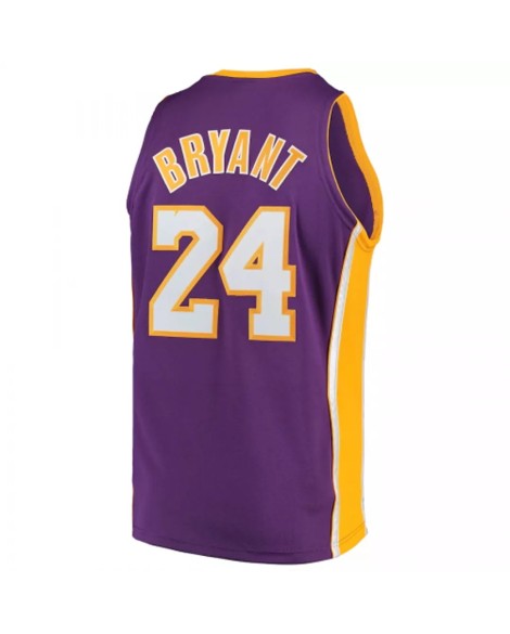 Finale sur route des Lakers de Los Angeles pour hommes Kobe Bryant #24 Mitchell & Ness Violet 08-09 Maillot de bois dur
