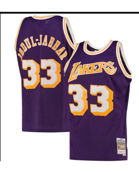 Maillot Swingman violet Kareen Abdul-Jabbar #33des Los Angeles Lakers pour hommes - Édition Statement
