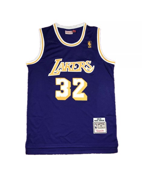 Maillot Magic Johnson #32 des Los Angeles Lakers pour hommes Mitchell&Ness Violet 84-85 Hardwood Classics