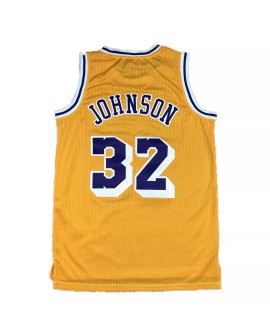 Maillot Magic Johnson #32 Mitchell&Ness des Los Angeles Lakers pour hommes, jaune 84-85, maillot Hardwood Classics