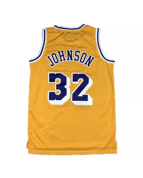 Maillot Magic Johnson #32 Mitchell&Ness des Los Angeles Lakers pour hommes, jaune 84-85, maillot Hardwood Classics