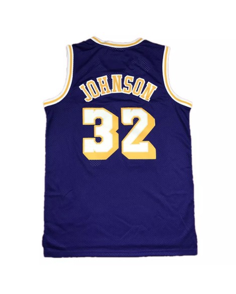 Maillot Magic Johnson #32 des Los Angeles Lakers pour hommes Mitchell&Ness Violet 84-85 Hardwood Classics