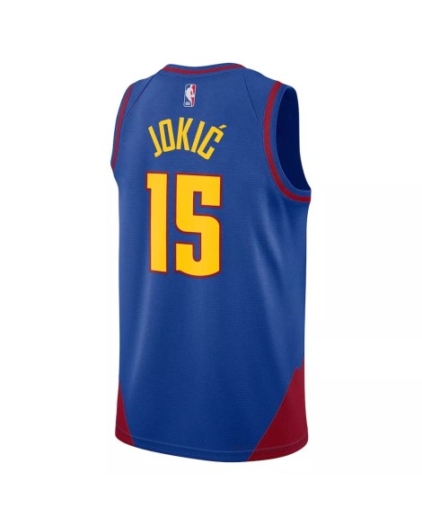 Denver Nuggets Nikola Jokic #15 Jordan Brand Bleu Maillot Swingman 2022/23 pour hommes - Édition Statement