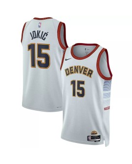 Denver Nuggets Nikola Jokic #15 Maillot Swingman Nike Blanc 22/23 pour Homme - Édition Ville