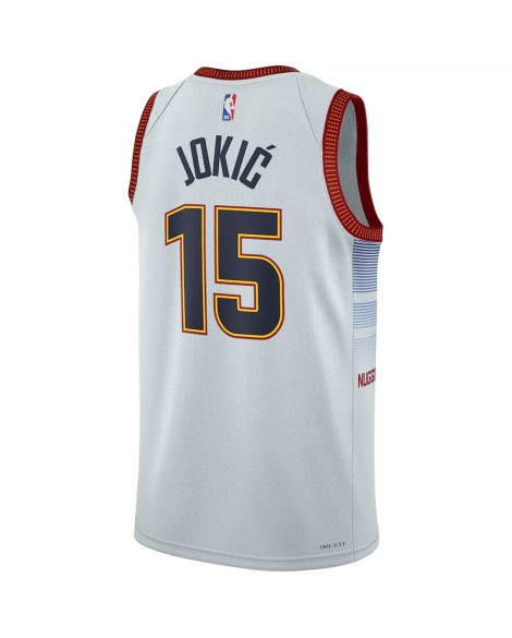 Denver Nuggets Nikola Jokic #15 Maillot Swingman Nike Blanc 22/23 pour Homme - Édition Ville