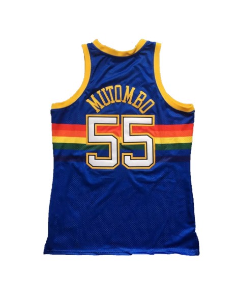 Denver Nuggets Mutombo #55 Mitchell & Ness Bleu 1991/92 Swingman Maillot NBA Homme