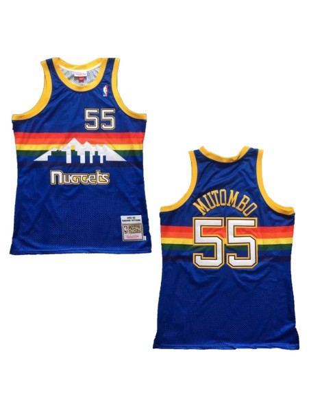 Denver Nuggets Mutombo #55 Mitchell & Ness Bleu 1991/92 Swingman Maillot NBA Homme