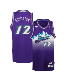 Maillot NBA Utah Jazz John Stockton #12 Adidas violet 1996/97 Swingman pour homme