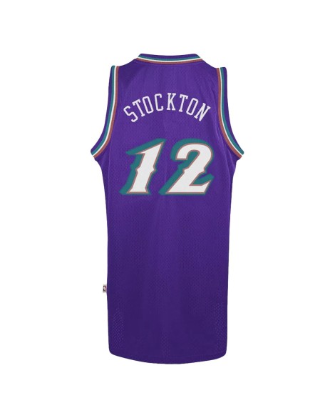 Maillot NBA Utah Jazz John Stockton #12 Adidas violet 1996/97 Swingman pour homme