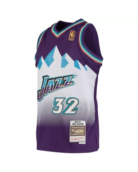 Maillot NBA Swingman Utah Jazz Karl Malone #32 Mitchell & Ness violet 1996/97 pour homme
