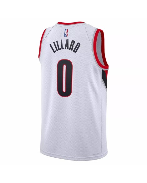Maillot Swingman Portland Trail Blazers Damian Lillard #0 blanc 22/23 pour hommes - Édition Association