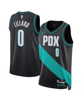 Portland Trail Blazers pour hommes Damian Lillard #0 Nike Noir 22/23 Swingman Maillot - City Edition