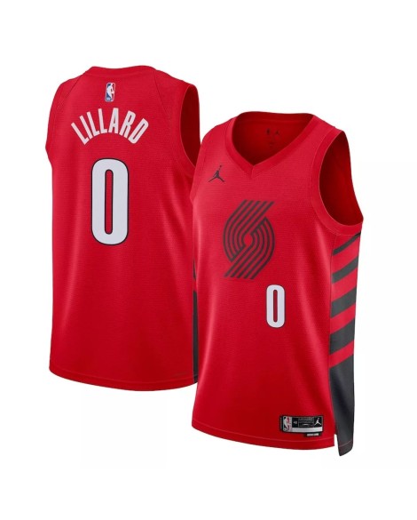 Maillot Portland Trail Blazers Damian Lillard #0 Jordan Rouge 22/23 Swingman pour hommes - Édition Statement