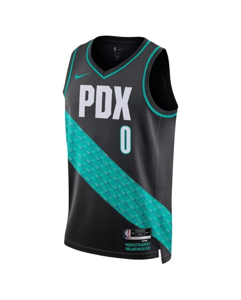 Portland Trail Blazers pour hommes Damian Lillard #0 Nike Noir 22/23 Swingman Maillot - City Edition