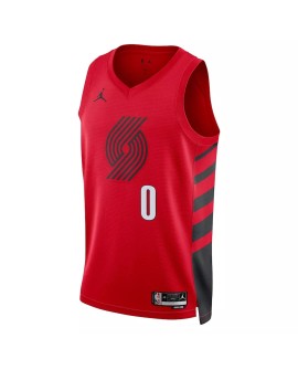 Maillot Portland Trail Blazers Damian Lillard #0 Jordan Rouge 22/23 Swingman pour hommes - Édition Statement