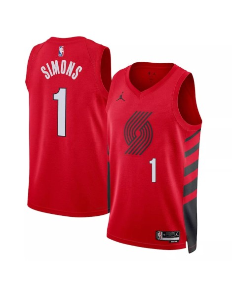 Maillot Portland Trail Blazers Anfernee Simons #1 Jordan Rouge 22/23 Swingman pour hommes - Édition Statement