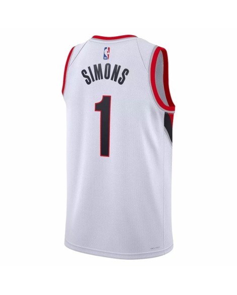 Maillot Swingman Portland Trail Blazers Anfernee Simons #1 blanc 22/23 pour hommes - Édition Association