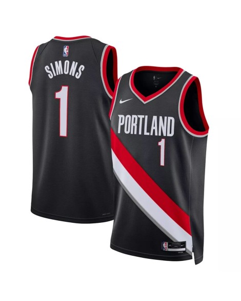 Maillot Swingman Portland Trail Blazers Anfernee Simons #1 noir 2022/23 pour hommes - Édition Icon
