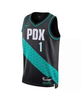 Maillot Swingman Portland Trail Blazers Anfernee Simons #1 Nike noir 22/23 pour hommes - City Edition