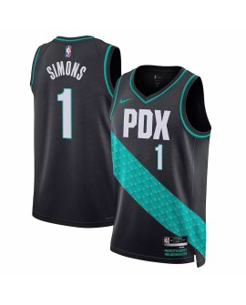 Maillot Swingman Portland Trail Blazers Anfernee Simons #1 Nike noir 22/23 pour hommes - City Edition