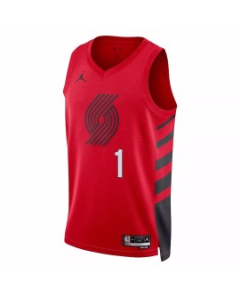 Maillot Portland Trail Blazers Anfernee Simons #1 Jordan Rouge 22/23 Swingman pour hommes - Édition Statement