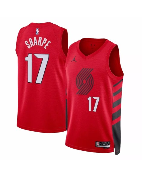 Maillot Swingman Portland Trail Blazers Shaedon Sharpe #17 Jordan rouge 2022/23 pour hommes - Édition Statement