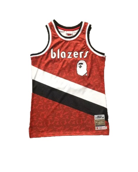 Maillot Swingman de basket-ball rouge ABC BAPE x Mitchell & Ness Blazers