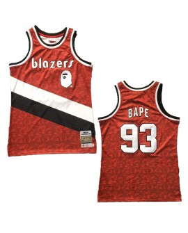 Maillot Swingman de basket-ball rouge ABC BAPE x Mitchell & Ness Blazers