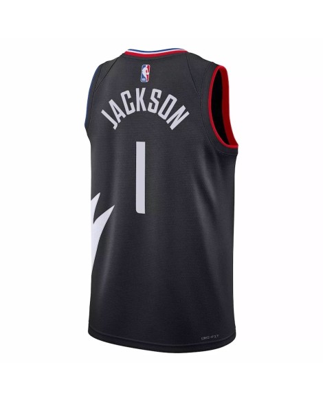 Maillot Swingman LA Clippers Reggie Jackson #1 Jordan Brand noir 2022/23 pour hommes - Édition Statement
