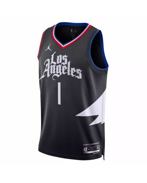 Maillot Swingman LA Clippers Reggie Jackson #1 Jordan Brand noir 2022/23 pour hommes - Édition Statement